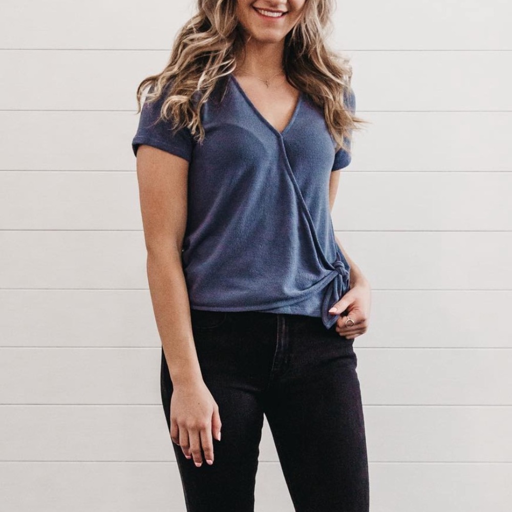 Day to Day Blue Wrap Top